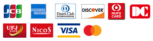 JCB、AMERICAN EXPRESS、Diners Club、DISCOVER、MUFG CARD、DC、UFJ Card、NICOS、VISA、Master Card